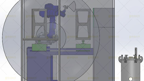 噴涂<a href='http://www.fzgrst.cn' target='_blank'><u>機器人工作站</u></a>正視圖